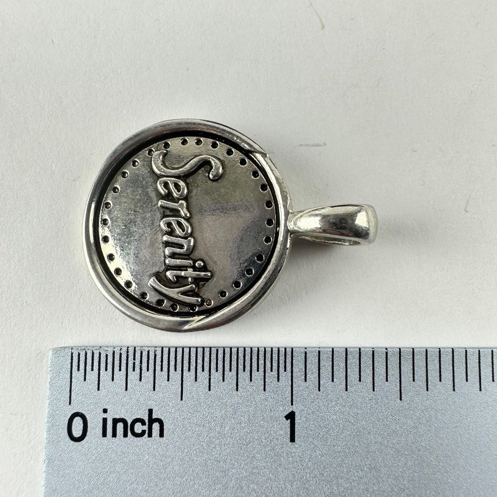 Ganz Silver Tone Charm Pendant Round "Serenity" Double Sided - Picture 2 of 2